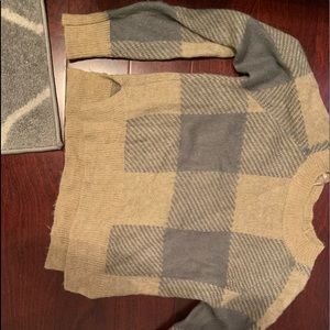 Cropped tan and gray sweater